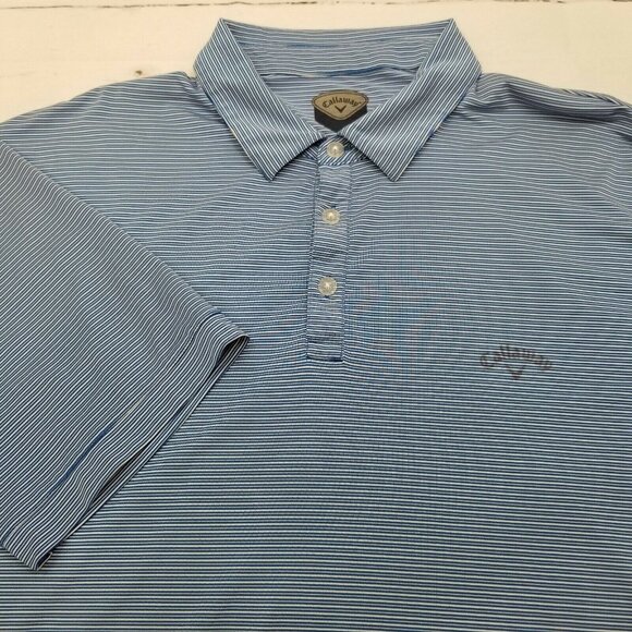 CALLAWAY MEN'S SHORT SLEEVE STRIPED POLO SHIRT BLUE  XL - Picture 1 of 7
